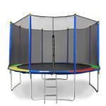 REZNOR 16 Feet Rainbow Color Trampoline with Enclosure Safety Net & Jumping Pad for Children Kids & Adults