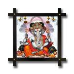 PnF Wood Cross Frame Hand-Crafted With Photo Of Ganeshji, 10 X 14 Inch