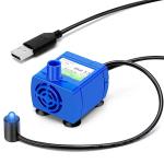 Qpets Silent Pet Water Fountain Pump, Upgraded USB Air Pumps with LED Indicator Light Automatic Power Outage After Water Shortage, 5V Water Fountain Pump Replacement, 160L/h Max