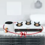 Fabiano 3 Burners Toughened Glass Gas Stove Combo With Digital Touch Control Airfryer 8L ( White )