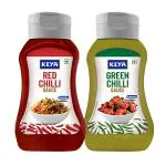 Keya Chinese Sauce Combo- Red Chilli Sauce 320g, Green Chilli Sauce 310g, Combo Pack 2