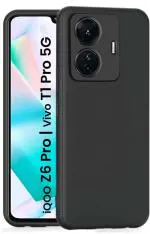 Star creature Mobile Back cover for iQOO Z6 Pro | Vivo T1 Pro 5G Ultra Slim Soft Rubberized Back Cover Inner Velvet Fabric Lining Matte Silicone Flexible Camera Protection Back Cover ( Black)