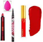 BUYTYA HDA36 H Pen Eyeliner, 5 in 1 Lipsticks, 1 Puff, Waterproof Liquid Lipstick