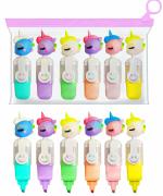 GOTHI Unicorn Highlighters Pen - Kawaii Marker Pen, 6 Colors Highlighter Pen Set, Chisel Tip Book Marking Pen, Stationery Supplies For School & Office (Unicorn), Multicolor highlighter set unicorn stationery PACK OF 1