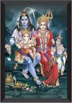 saf SHIVA PARVATI PAINTING Digital Reprint 11 inch x 14 inch Painting (With Frame)