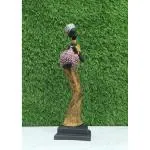LETS CATCH UPP African Tribal Lady Statue with Basket | Resin Ornament Collectible Art Piece for Cafe Bar, Home & Garden | 15 Inch Decorative Table Accent Figurine Sculpture | Ideal Gift (Design 4)