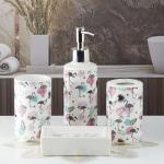 Kookee Ceramic Bathroom Accessories Set of 4, Modern Ceramic Bath Set with Liquid Soap Dispenser and Toothbrush Holder, Bathroom Accessory Set Gift Items for Home (7653)