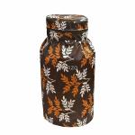 Shinzo Cotton Washable Brown Color Designed LPG Gas Cylinder Cover with Dustproof (Pack of 1, Brown Leaf)