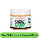 OveeGlobal High Proteion Unsweetened Natural Creamy Peanut Butter 500gm