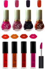 OUR BEAUTY Nail Polish And Lipstick Combo 208 (Pack Of 8)