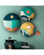 The Artment your artistic apartment Matte Finish Multicolor Round Canvas Wall Decor 30 cm (Set of 3)