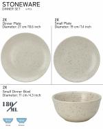 Bodhi House Handmade Ceramic Dinner Set Of 2 Dinner Plates (10 Inch) 2 Quarter/side Plates (7 Inch) 2 Bowls/Katori (4.3 Inch) | Stoneware | Dinnerware Set | Microwave Safe - Set Of 6 Pcs Ivory