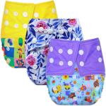 Bembika Multicolor Polyester, Plastic Cloth Diapers For Kids (Pack Of 3)