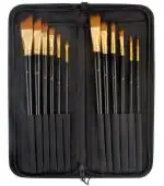 Qatalitic Set Of 12 Professional &Amp; Exclusive Fine Art Long Handled Premium Paint Brush Set + Zippered Carry Bag With Pop Up Stand For Oil Acrylic