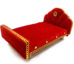 NAVRANG Red, Gold Wood Laddu Gopal Bed