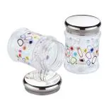 KATHIYAWADI NEW FENCY HEAVY DESIGNER TEA, COFFEE & SUGAR CONTAINER DURO PET JAR WITH STAINLESS STEEL CAP, 500 ml (2 pcs Set) || 