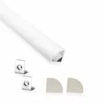 EASYGLO Lighting Aluminium, Round LED 1Meter Profile Corner with Diffused Cover, End Caps and Mounting Clips Without LED Straight Linear (16x16mm) - Pack of 1