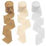 Hasthip 3 Rolls Chiffon Ribbons Set Fringe Fabric Silk-Like Ribbons For Gifts Wrapping, Wedding Invitations, Party Decoration, Bridal Bouquets, Diy C