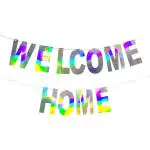 Festiko Holographic Welcome Home Banner Sing, Iridescent Hanging Bunting String Flag Garland For Deployment Homecoming, Graduation Ceremony, Family Reunion, Military Homecoming