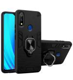 UNILORD Realme 3 Pro Black Polycarbonate 360 Protection Ring Holder Stand Case D5 Tough Armor Bumper Back Cover