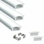 EASYGLO Lighting Aluminium Rectangular Conciled LED 1Meter Profile Channels with Diffused Cover, End Caps and Mounting Clips Without LED Straight Linear (18x6mm) - Pack of 3