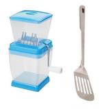 BLUE WONDER Vegetables Plastic Onion Chopper With Stainless Steel Cooking Kitchen Spoons Egg Palta and (Multicolour, Pack of 2)