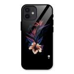 COVERS CART - Single Painted Flower Glass Back Case for iPhone 12