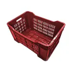 Xela Multipurpose Heavy Duty Red Portable Plastic Crate | Organizer Stackable Shelf Basket for Large Storage Bin | Vegetable | Fruit | Milk - 54x35x28cm (Pack of 1)