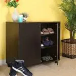 Home Full Engineered Wood Oscar 2Door Shoe Rack (Brown, 3 Shelves, Knock Down)