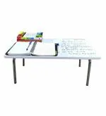 Urbain Home Strong Multi-Purpose Laptop Table for Bed Study Breakfast with Glossy White Board & Chrome Steel Legs(MDF, 60Kg Capacity)
