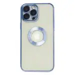 HILLS & MILES Metal Plating Lens Protection Chrome ,Silicon Magnetic Wireless Charging Phone Transparent Case Soft Shockproof Ring Logo Cut Back Cover-Crystal Clear( For Apple iPhone 12Pro-Blue)