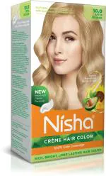Nisha Creme Hair Color for Women - Ultra Blonde, 60g+60ml, Long-lasting, 100% Grey Coverage Permanent Hair Colour for Soft, Shiny, Healthy Hair