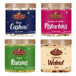 YUM YUM Dry Fruits Combo Pack (Cashew 200g, Pista 200g, Raisins 200g, Walnut Kernels 175g) Jar Each