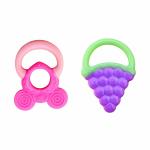 Mastela Candy Pink and Grapes Super Soft Silicone Teether (Pack of 2)