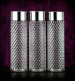 NETROWEL Round Shape Steel Cap 6PCS Diamond Premium Water Fridge Bottle 1000 ML, Plastic (Pack of 3)