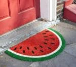Vihs Door Mat Rugs for Home & Kitchen| Watermelon Shape Floor Runner| Microfiber Polyester Shaggy Bath mat| Red & Green Color ( 16 X 24 Inches )