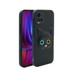 Fastship Colour Eye Cat soft Kitty Case Back Cover for vivo Y21A | Faux Leather Finish 3D Pattern Cat EYES Case Back Cover Case for Vivo V2149 / Y21A - Black