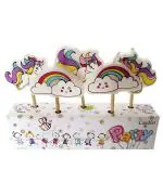 My Party Suppliers Magical Unicorn Cloud Theme for Happy Birthday Decorations Cake Candle (Pack of 5)