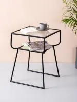 Nestroots Stunning 2 tier Glass Side Table Black Set of 2