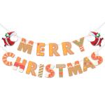 Festiko Merry Christmas Banner (Design 3), Xmas Party Decorations for Home Wall Fireplace Party Supplies