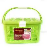 Rectangular Plastic Small Basket with Handle Picnic basket/ Pet Basket/ Medichine Box (Green)