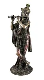 CraftVatika Bronze Porcelain Krishna Statue 34.5 x 16.5 cm