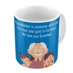 Indigifts Grandfather Birthday Gifts Love You Grandpa Quote Cute Grandfather and Children Illustration Blue Coffee Mug 330 ml - Gift for Grandparents Anniversary, Nana-Birthday