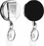 Shining Zon Heavy Duty Metal ID Badge Holder Business Choice Retractable Stylish id Card yoyo, Retractable id Card Holder Key Chain Holder Belt Clip for id Cards Black and Steel (Pack of - 10)