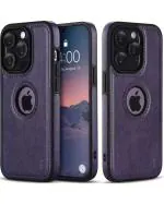 SOFTY SCOTT SERIES LEATHER BACK COVER FOR IPHONE 14 PRO - DEEP PURPLE