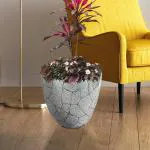 KUNDA Grey, Black Ceramic Cruze Planter Flower Pot, (14 X 9 X 14 Inch