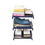 Novatic 3-Shelf Metal & Plastic Multipurpose Baby Wardrobe/Cabinet/Clothes Storage Rack, Foldable, Collapsible Fabric Wardrobe Organizer for Clothes, Toys, Shoes,Shirt,Pant, Coat Cupboard Almirah Shelves