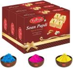 Yuvraj Soanpapadi Or Holi Colours Festival Mithai Combo Pack ( 200 gm x 3) & holi colours pouch 3