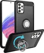 Unistuff Back Case Cover for Samsung Galaxy A53 5G with Magnetic Kickstand | Premium Matte Finish | Camera Bump Protection | Rubberized Ring Cover - Night Black, 78006
