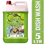 FLISKO Dishwash Liquid 5 Liter Green Kitchen Utensil Cleaner Removes Grease & Oil Dishwashing Detergent
